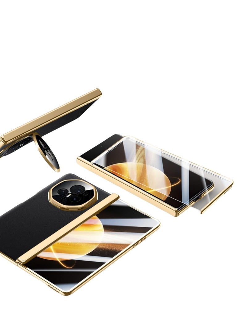 حافظة هاتف هونر ماجيك V3، واقي شاشة مدمج، حماية للكاميرا والمفصلة، حامل مبتكر، حافظة هاتف جلدية مقاومة للسقوط (أسود، لماجيك V3) - Image 1