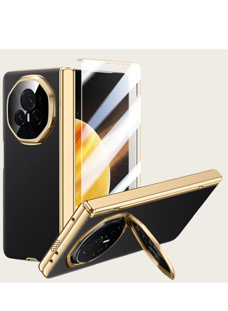 حافظة هاتف هونر ماجيك V3، واقي شاشة مدمج، حماية للكاميرا والمفصلة، حامل مبتكر، حافظة هاتف جلدية مقاومة للسقوط (أسود، لماجيك V3) - Image 2