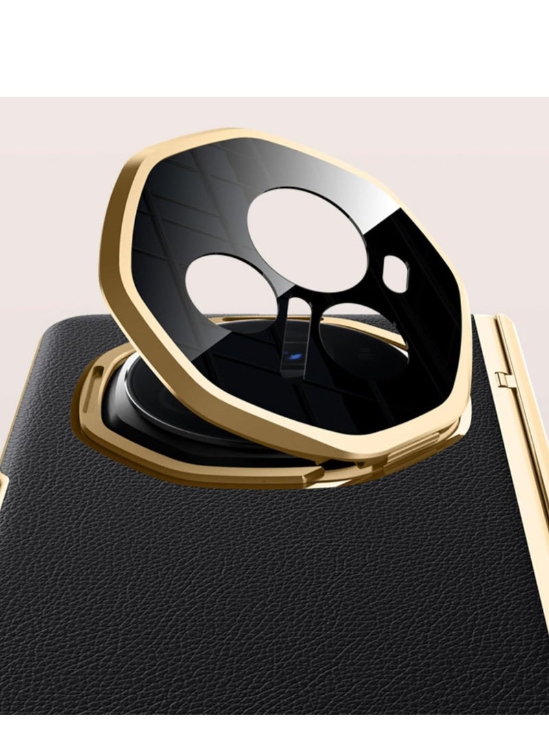 حافظة هاتف هونر ماجيك V3، واقي شاشة مدمج، حماية للكاميرا والمفصلة، حامل مبتكر، حافظة هاتف جلدية مقاومة للسقوط (أسود، لماجيك V3) - Image 4