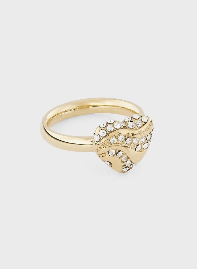 GUESS Heart Wave Detail Single Ring