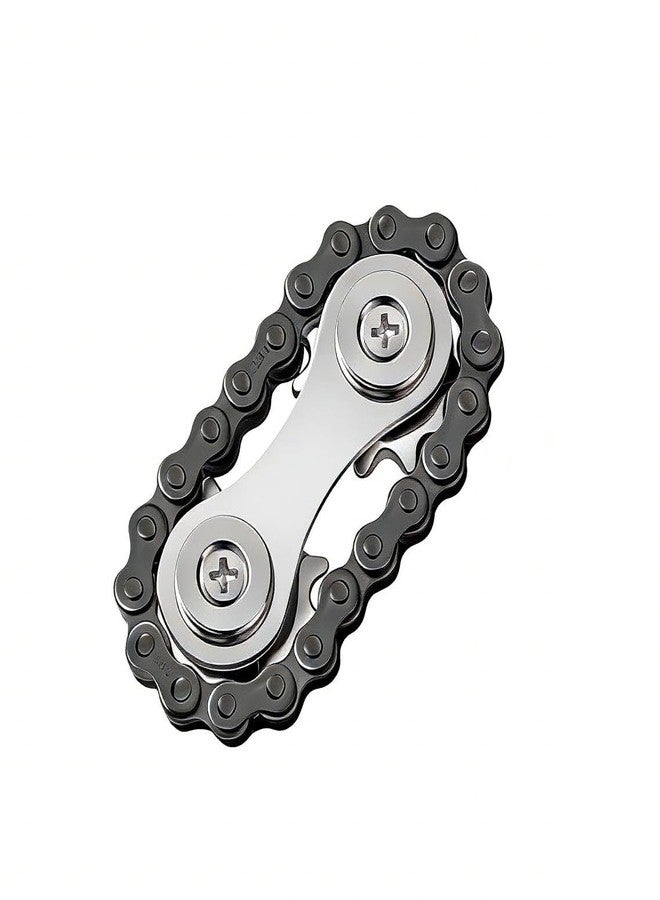 7JI Fidget Bike Chain Hand Roller, EDC Metal Fidget Toy Sprocket Chain for Anxiety Relief, Assemble Fidget Spinner Ring Toy for Gift, Metal Fingertip Spinning Sensory Toy for Adult Kid - Image 1