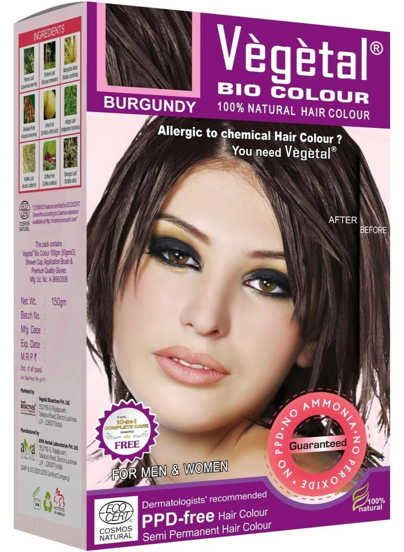 فيجيتال صبغة شعر نباتية عضوية - عنابي 150 غرام. احصلي على لون شعر طبيعي، خالٍ من الأمونيا، خالٍ من مادة PPD، 100% أعشاب عضوية معتمدة للرجال والنساء. حماية من الأشعة فوق البنفسجية، والحفاظ على لمعان الشعر. مجموعة كاملة - Image 1