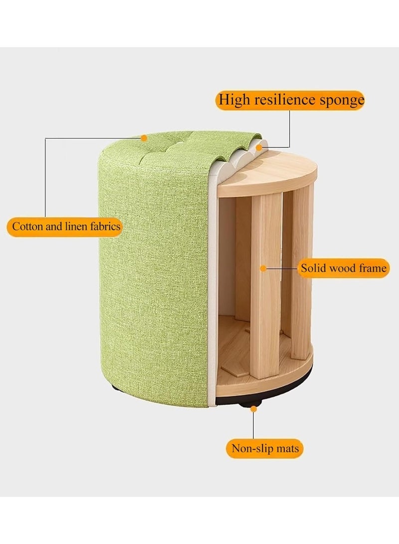 Small footstool, cotton and linen sofa ottoman, wardrobe ottoman, for bedroom, removable footstool for living room, 32 x 32 x 28 cm - Image 3