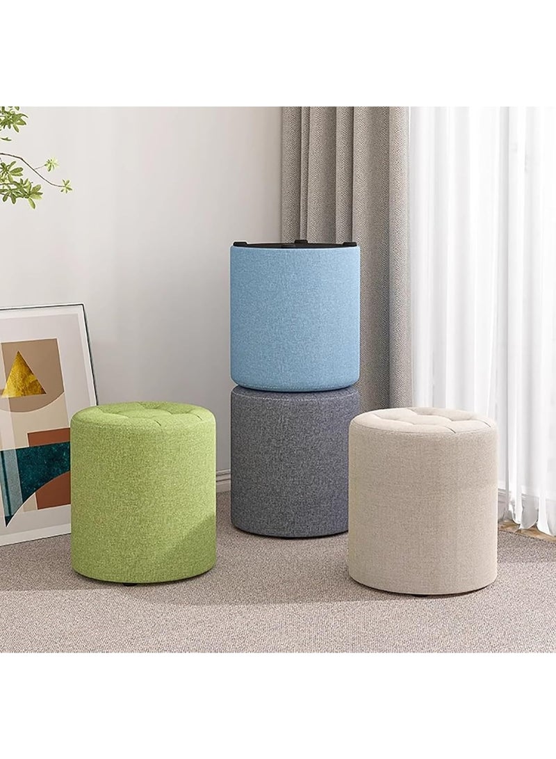 Small footstool, cotton and linen sofa ottoman, wardrobe ottoman, for bedroom, removable footstool for living room, 32 x 32 x 28 cm - Image 4