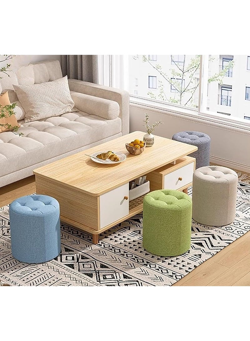 Small footstool, cotton and linen sofa ottoman, wardrobe ottoman, for bedroom, removable footstool for living room, 32 x 32 x 28 cm - Image 2