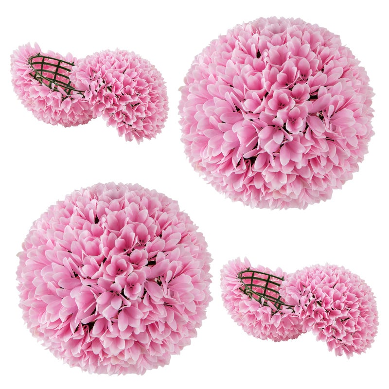 Goplus 11 Inch Topiary Balls Artificial Outdoor Set of 2, Faux Boxwood Ball, Fake Plant Sphere, Round Artificial Plant Balls for Front Door, Porch, Backyard, Balcony, Home DÃ©cor (Pink) - Image 1