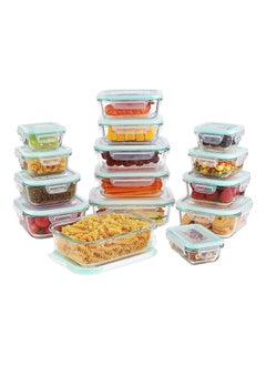 HOPHOP 15-Pack Airtight Glass Food Storage Containers with Leak-Proof Locking Lids - Microwave, Oven, Freezer, and Dishwasher Safe Glass Bento Boxes for Meal Prep  - Image 1