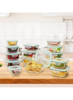 HOPHOP 15-Pack Airtight Glass Food Storage Containers with Leak-Proof Locking Lids - Microwave, Oven, Freezer, and Dishwasher Safe Glass Bento Boxes for Meal Prep  - Image 2