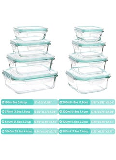 HOPHOP 15-Pack Airtight Glass Food Storage Containers with Leak-Proof Locking Lids - Microwave, Oven, Freezer, and Dishwasher Safe Glass Bento Boxes for Meal Prep  - Image 3