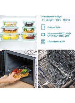 HOPHOP 15-Pack Airtight Glass Food Storage Containers with Leak-Proof Locking Lids - Microwave, Oven, Freezer, and Dishwasher Safe Glass Bento Boxes for Meal Prep  - Image 5