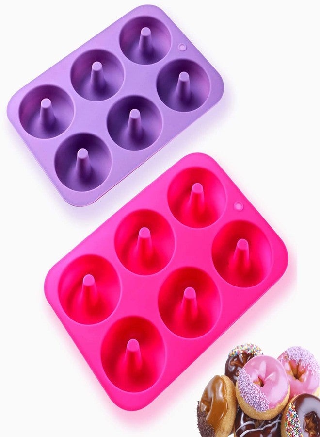 FirstTry Donut Shape Mold I 3D Fondant Silicone Doughnuts Baking Tray I Muffin Cupcake Pan I Microwave Safe I For Homemade Diy Biscuit,Chocolate,Muffins,Jelly,Bagels - 6 Cavity,Multicolour - Image 2