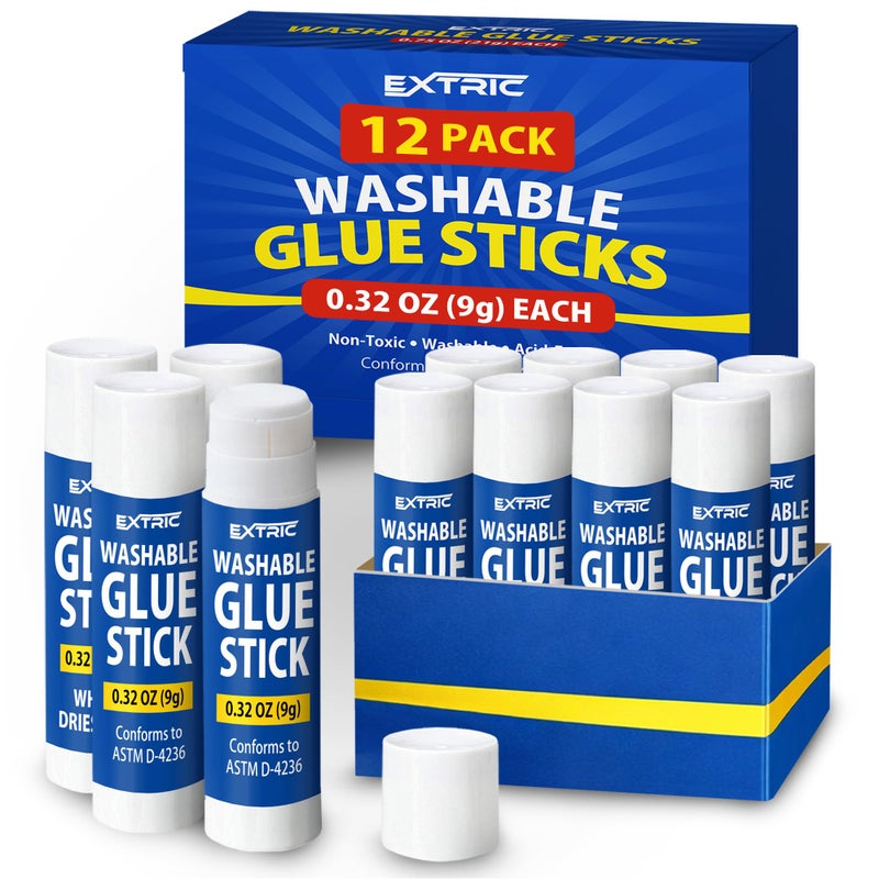 Glue Sticks Bulk Classroom White Glue Sticks for Kids 12 Count 032 Ounce Washable All Purpose for Kids School and Home