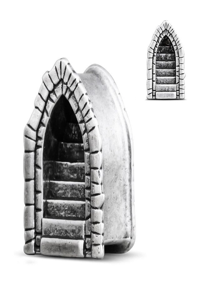 ERKUOO Gothic Portal Ear Tunnels Stretching Plugs Medieval Arch Dungeon Door Double Flare Saddle Stretcher for Stretched Ears Piercing Jewellery Women Men 0G to 5/8 Inch, 0g=8mm, Brass, No gemstone - Image 1