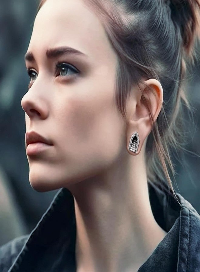 ERKUOO Gothic Portal Ear Tunnels Stretching Plugs Medieval Arch Dungeon Door Double Flare Saddle Stretcher for Stretched Ears Piercing Jewellery Women Men 0G to 5/8 Inch, 0g=8mm, Brass, No gemstone - Image 4