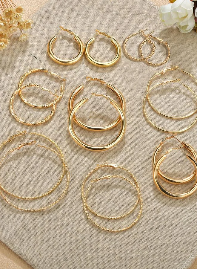 Take Two Take Two Set of 8 - Gold Tone Hoop Earrings