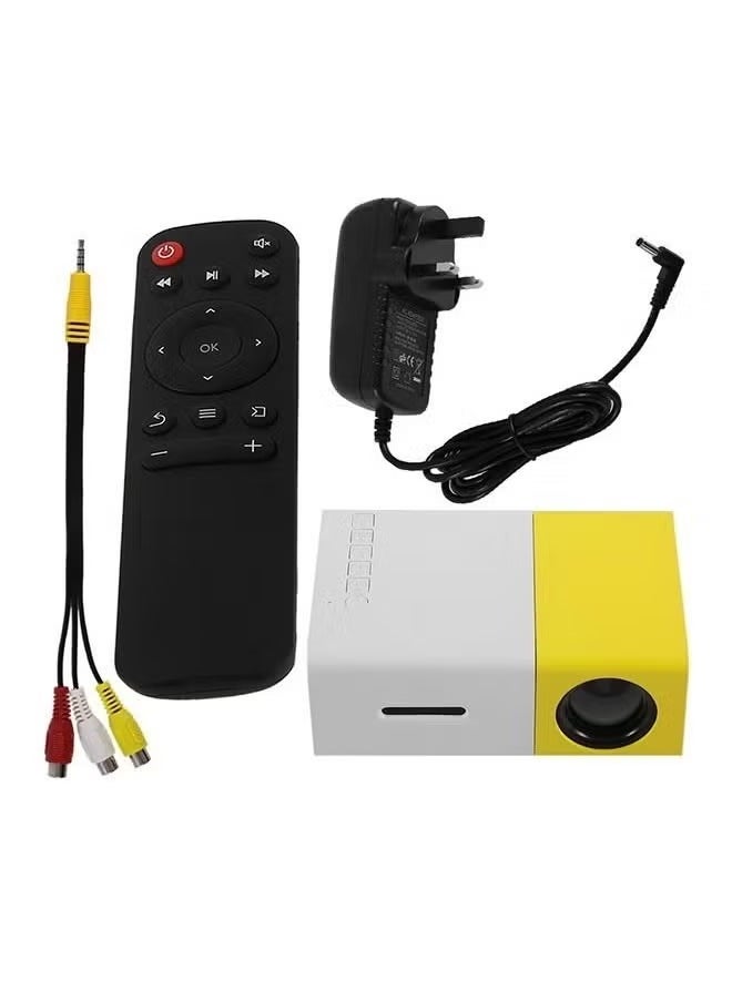 JAJEEK - Mini Projector with USB/HD/AV/TF Card Slot & Pocket Remote – Compact, Portable High-Quality Video Projector for Smartphone/Laptop – Perfect for Home Theater, Presentations, Gaming & On-the-Go Entertainment (White/Yellow) - Image 1
