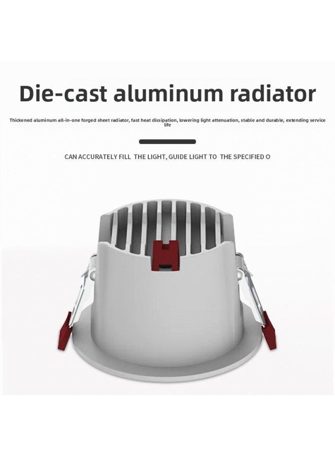 Loquat 98 Full Spectrum Downlight Embedded Narrow Frame Deep Cup Led Aisle Ceiling Light Hotel Intelligent Unhosted Light-Color:4000k (guofeng Puri Chip)-120 Opening 20w White + Black Cup - Image 5