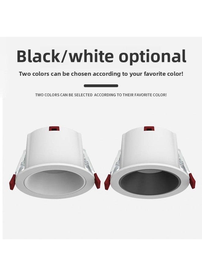 Loquat 98 Full Spectrum Downlight Embedded Narrow Frame Deep Cup Led Aisle Ceiling Light Hotel Intelligent Unhosted Light-Color:4000k (guofeng Puri Chip)-120 Opening 20w White + Black Cup - Image 3