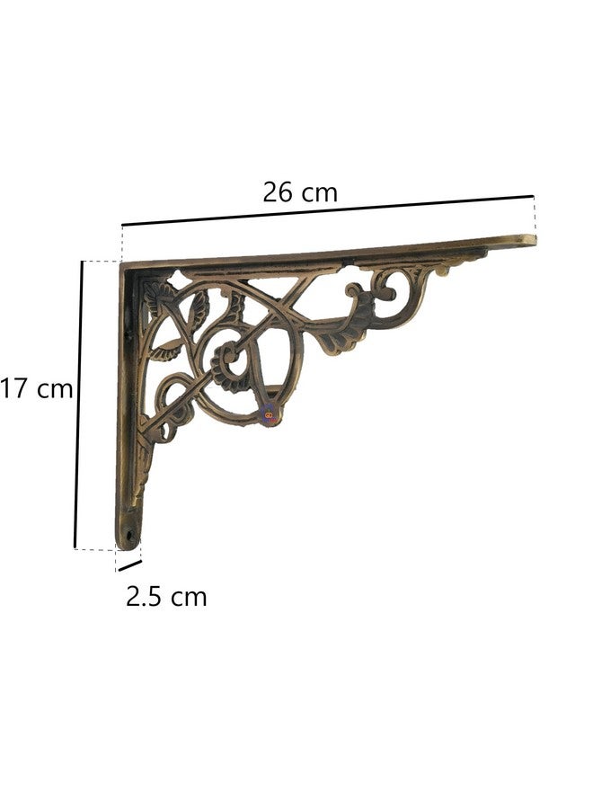 GHAR DWAR Metal Handcrafted Shelf Bracket for Floating Shelves L Angle Decorative L Shaped Corner Brace Joint Heavy Duty Wall Mounted Shelf Support Corner Brace Holder (Pack of 4, Brass Antiq) - Image 2