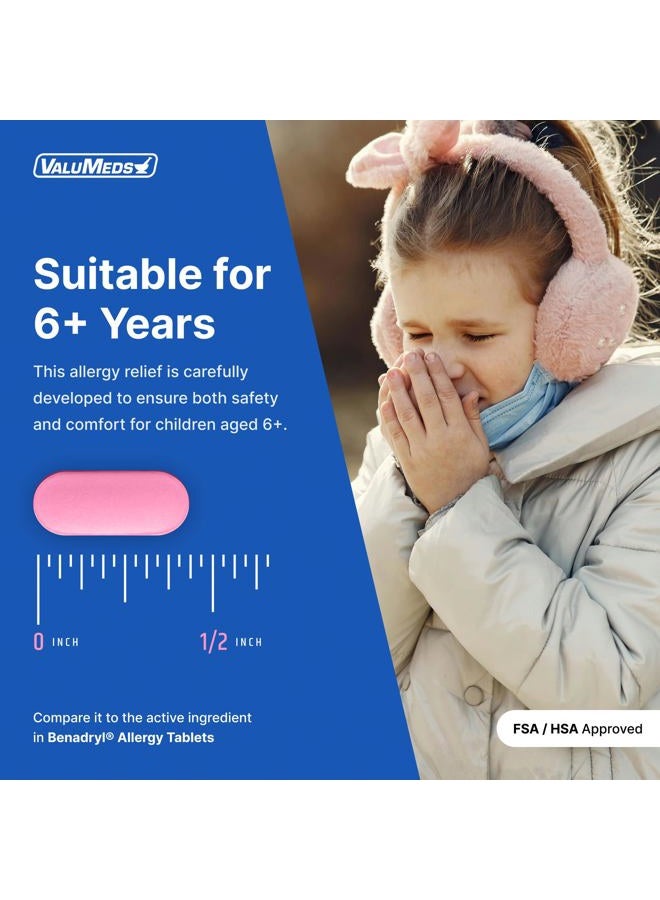 ValuMeds Allergy Medicine Antihistamine, Diphenhydramine HCl 25 mg | Children and Adults | Relieve Itchy Eyes, Runny Nose, Sneezing (25 mg, 600) - Image 3