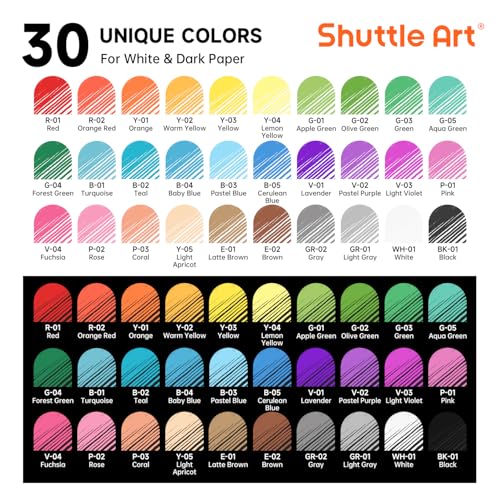 Shuttle Art أقلام جورنال لطيفة من شاتل آرت 30 لون 0.6 مم نقطة دقيقة أقلام جل ملونة للورق الأسود تلوين الكبار الكتابة الرسم تدوين الملاحظات المدرسة المكتب المنزل - Image 3