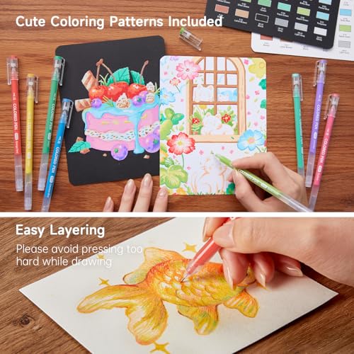 Shuttle Art أقلام جورنال لطيفة من شاتل آرت 30 لون 0.6 مم نقطة دقيقة أقلام جل ملونة للورق الأسود تلوين الكبار الكتابة الرسم تدوين الملاحظات المدرسة المكتب المنزل - Image 5