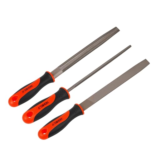 HOMKLV 3-Piece 8-Inch Professional File Set, High Carbon Steel Metal Files with Flat/Half-Round/Round Shapes, Ideal for Metal, Wood, Plastic & DIY Projects - Image 1
