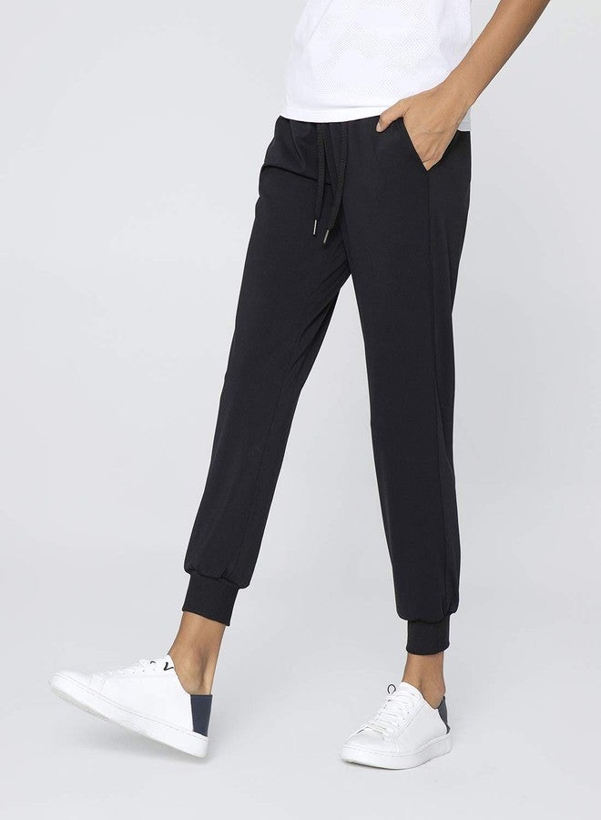AJISAI Women's Joggers Pants with Pockets Drawstring Sweatpants for Running Workout Lounge Wear Black M - Image 2