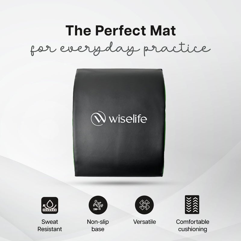 WISELIFE Abdominal Exercise Mat for Full Range Core Workouts – Black & Green Ab Mat for Home Gym, Back Support, Sit-ups & Cross Training – Ergonomic Design for Comfort & Stability - Image 4
