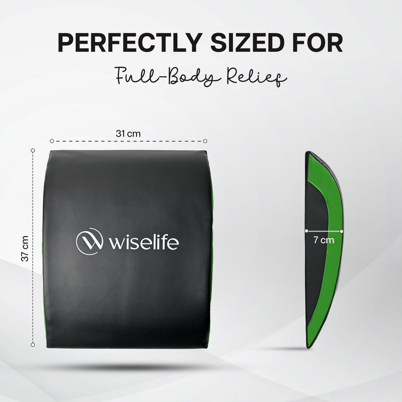 WISELIFE Abdominal Exercise Mat for Full Range Core Workouts – Black & Green Ab Mat for Home Gym, Back Support, Sit-ups & Cross Training – Ergonomic Design for Comfort & Stability - Image 3