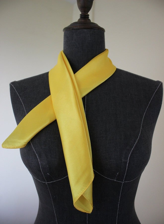 Nania Silk square scarf pure color head scarf blend neckerchief (Yellow) - Image 2
