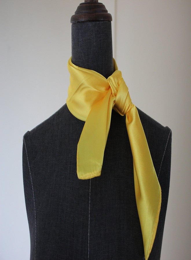 Nania Silk square scarf pure color head scarf blend neckerchief (Yellow) - Image 3
