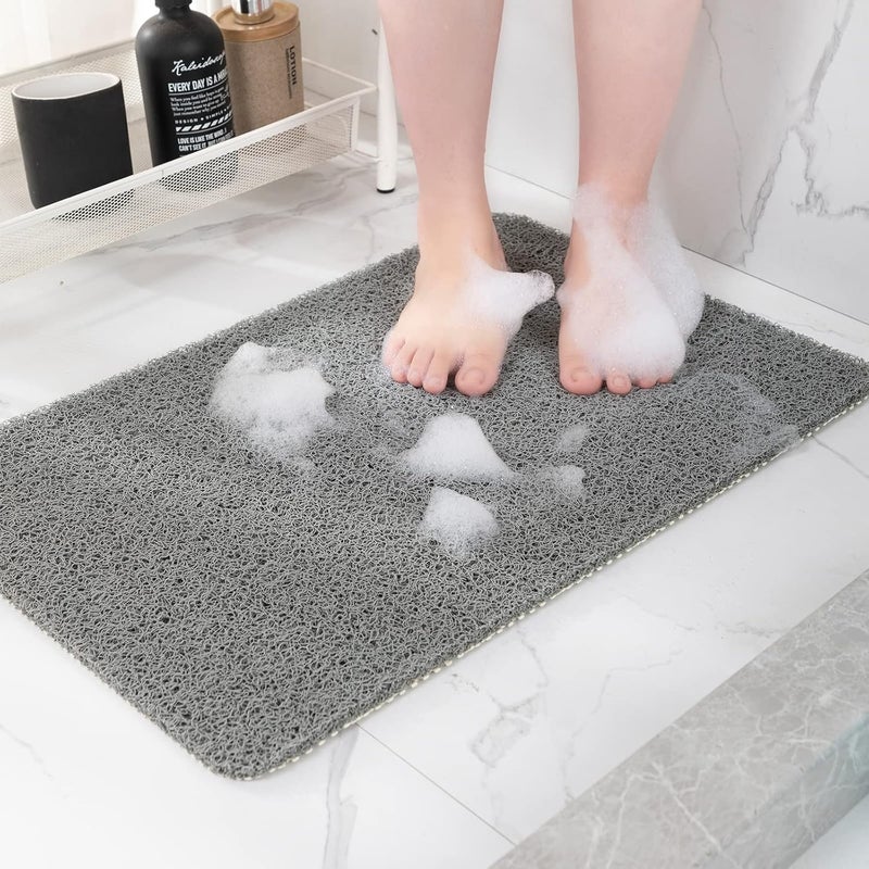 Hargiis Non-Slip Shower Mat Bathtub Mat for Bath Tub,Anti Slip Bath Tub Mat,Floor Mat,Soft PVC Loofah Bathroom Mats,Foot Scrubber Mat,Quick Drying Easy Cleaning Mats for Wet Areas（40 * 16 Grey） - Image 1