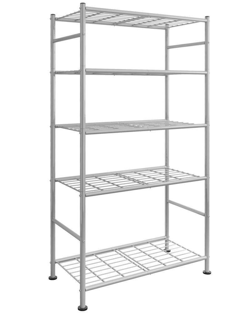 Sakugi Storage Shelves - 5 Tier Shelf Organizer, Heavy Duty Garage Shelving Unit with Leveling Feet, Stable Metal Shelves Organizer for Pantry, Kitchen and Closet, 33.0" W x 12.6" D x 72.0" H, Silver - Image 1