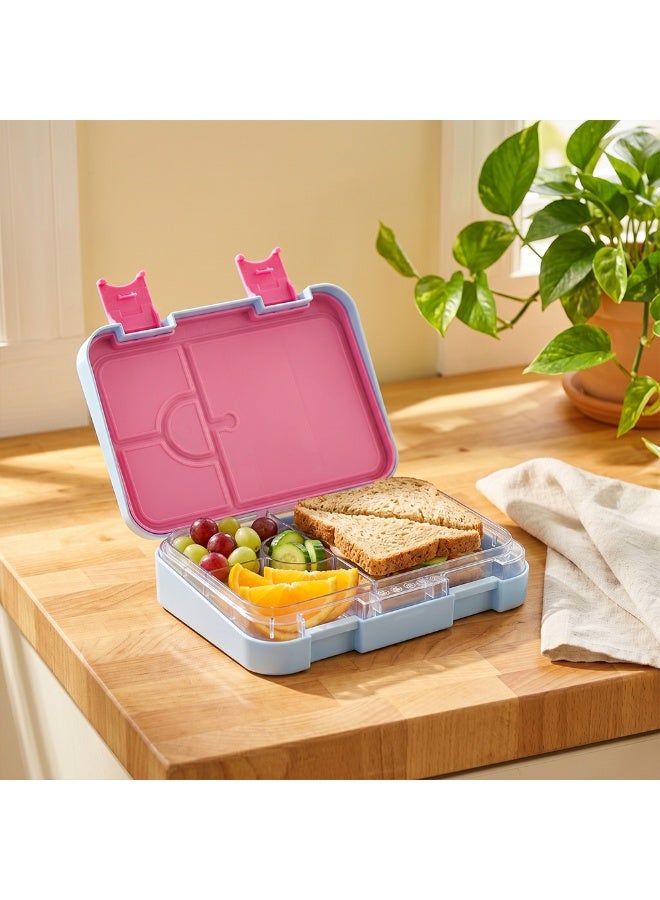 Eazy Kids Personalized 4 Compartment Bento Lunch Box – Leakproof BPA Free Food Container for Kids,  Flamingo Aqua - Image 4