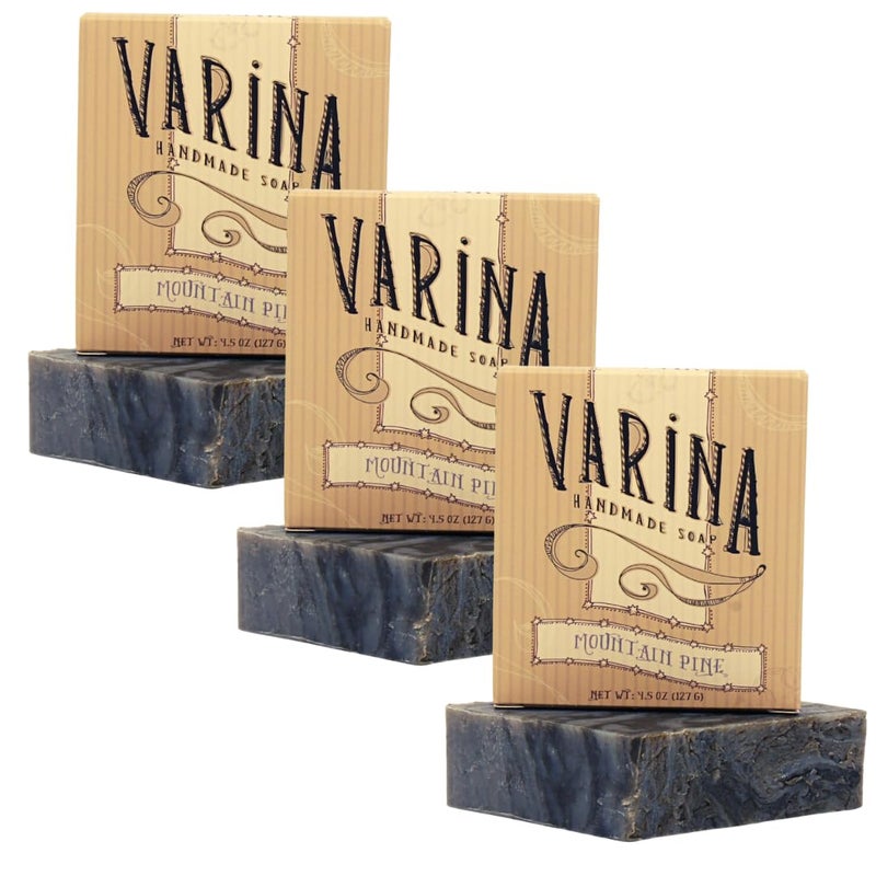 Varina Natural Mountain Pine Bar Soap  Gentle Cleansing for Sensitive Skin Fresh  3 Pack