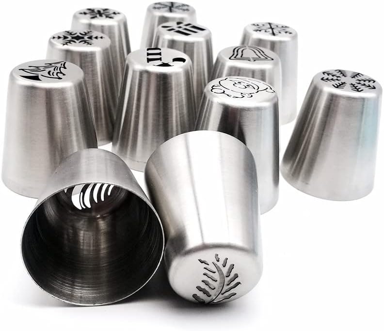 13pcs Pi Tips Stainl Steel Seaml Icing Nozzles Christmas Pattern for Cake 13pcs Pi Tips Allows for and Effortl Cream Piping Ensu Deco Results for Your Pi TipsPi NozzlesIcing - Image 3