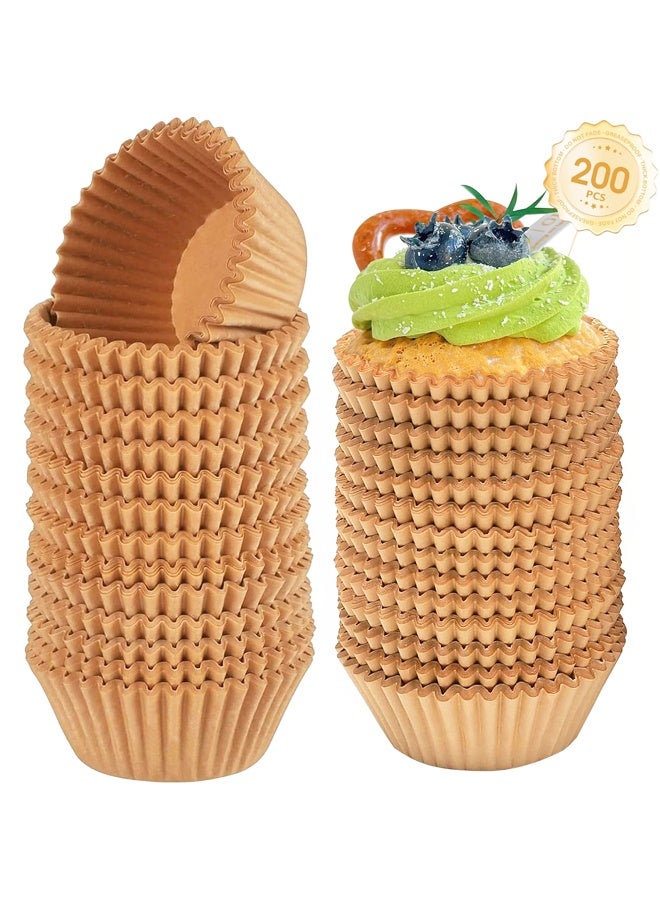 200pcs Greaseproof Parchment Muffin Liners, Food-grade Baking Cups for Cupcakes, Muffins, Nuts - Image 1