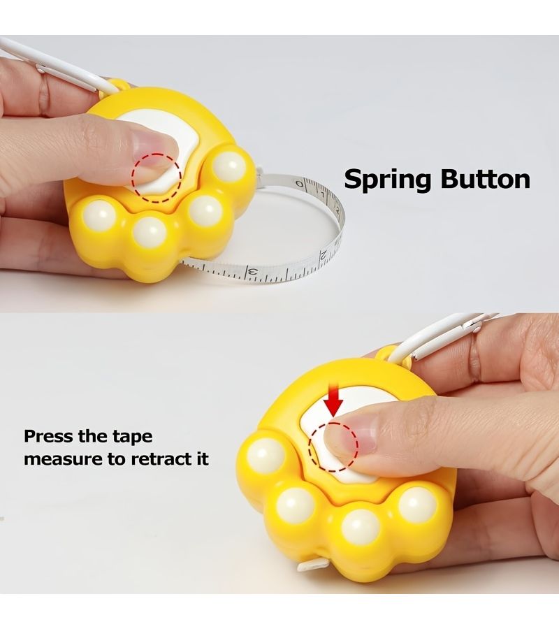 White Cat Paw Tape Measure 2M Double Sided Scale With Belt Clip For Body Measurement - Image 5