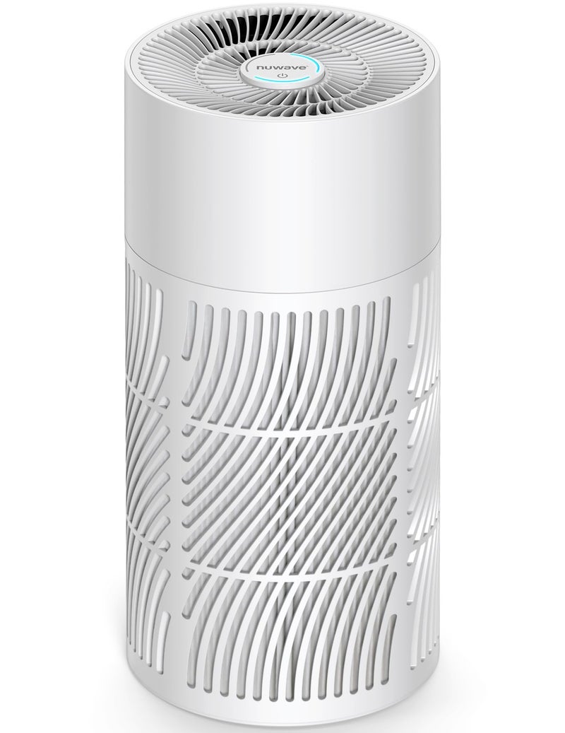 منقي هواء نوفاويف أوكسيبيور 3XL فلتر H13 HEPA للمنزل وغرفة النوم 17 ديسيبل 360 درجة سحب الهواء لإزالة الجسيمات حتى 01 ميكرون الدخان والغبار وحبوب اللقاح وشعر الحيوانات الأليفة ورائحة مستشعر جودة الهواء طاقة نجمة