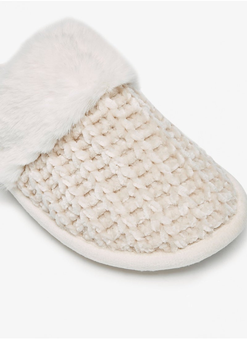 Flora Bella By Shoexpress - Womens Plush Textured Slip On Bedroom Mules By Shoexpress - Image 1