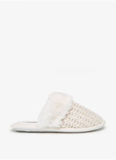 Womens Plush Textured Slip On Bedroom Mules By Shoexpress