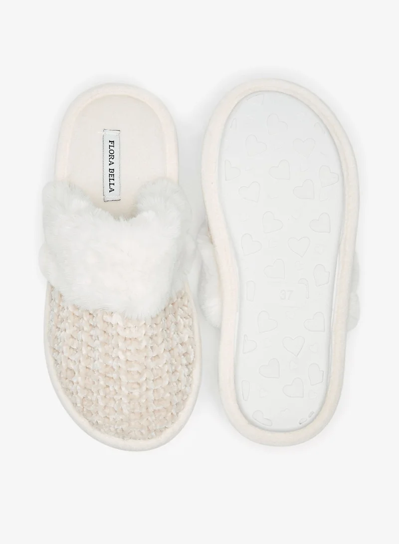 Flora Bella By Shoexpress Womens Plush Textured Slip On Bedroom Mules By Shoexpress