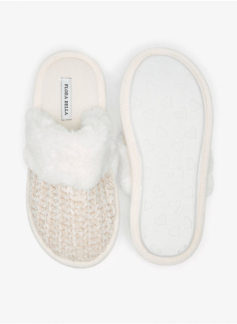 Flora Bella By Shoexpress - Womens Plush Textured Slip On Bedroom Mules By Shoexpress - Image 1