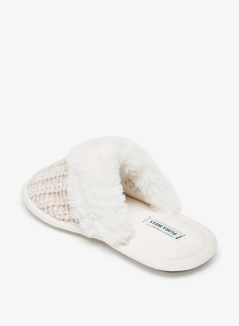 Flora Bella By Shoexpress Womens Plush Textured Slip On Bedroom Mules By Shoexpress