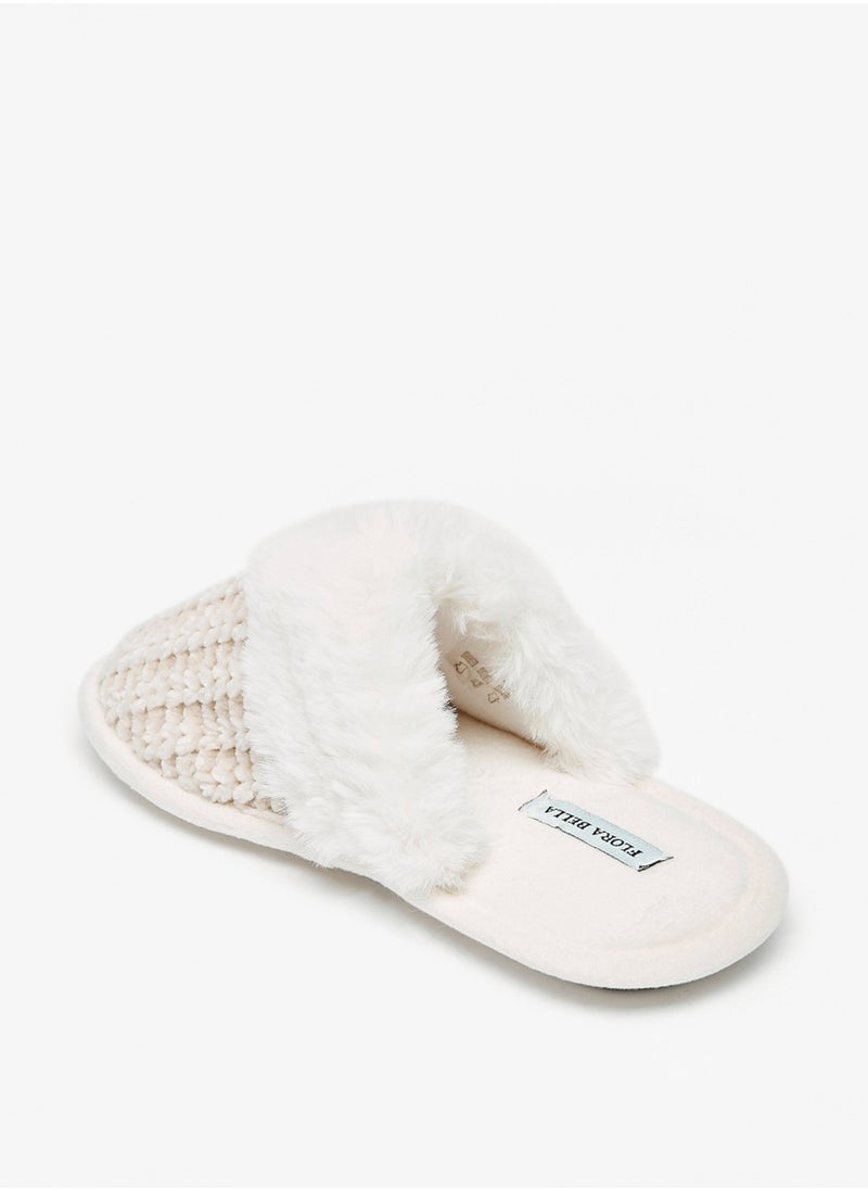 Flora Bella By Shoexpress - Womens Plush Textured Slip On Bedroom Mules By Shoexpress - Image 1