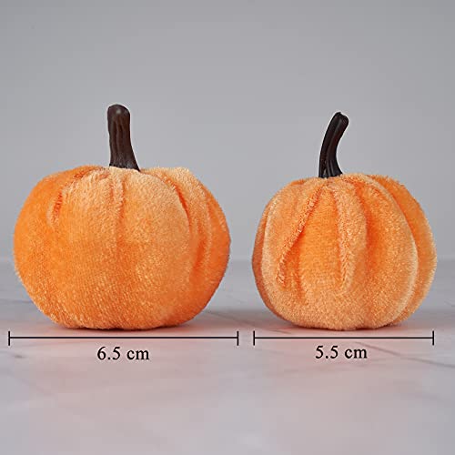Diahom Pumpkin Decor 12pcs Artificial Fake Faux Velvet Foam Fabric Pumpkins Decoration for Fall Home Farmhouse Harvest Thanksgiving Decorative - Image 4
