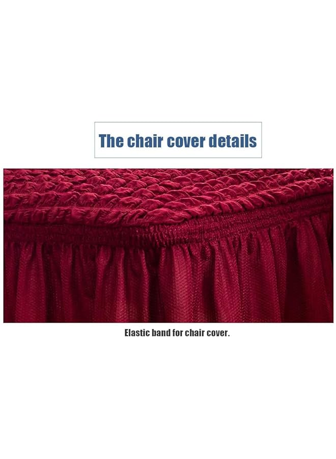 Zaboon Piece Pleated Ruffle Skirt Dining Chair Cover Stretch Chair Cover Removable Washable Kitchen Chair Cover Cover for Home, Party, Wedding (Khaki, 6 Pieces) (wine red) - Image 3