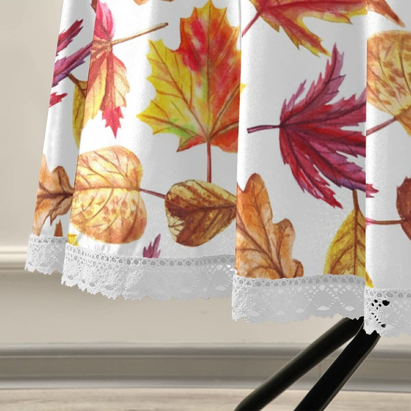 Kcldeci Autumn Fall Round Tablecloth Washable Polyester Table Cloth Fall Maple Leaf Pumpkin Decorative Table Cover for Wedding Party Dining Banquet Indoor and Outdoor Use - Image 5