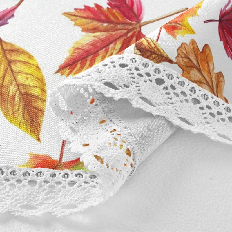 Kcldeci Autumn Fall Round Tablecloth Washable Polyester Table Cloth Fall Maple Leaf Pumpkin Decorative Table Cover for Wedding Party Dining Banquet Indoor and Outdoor Use - Image 3